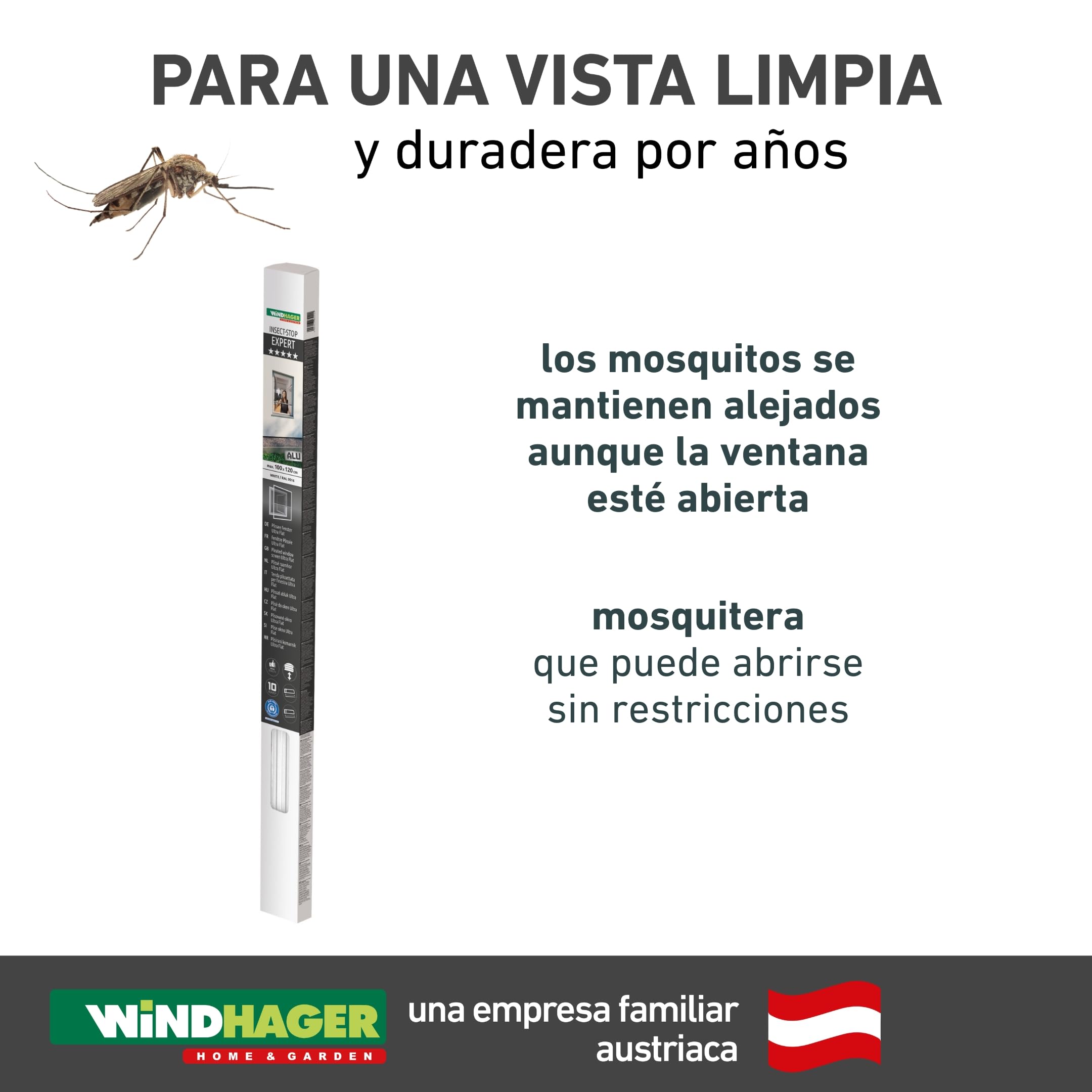 Windhager Expert 03243 - Estor Plisado para Ventana (ultraplano, 100 x 120 cm), Color Gris