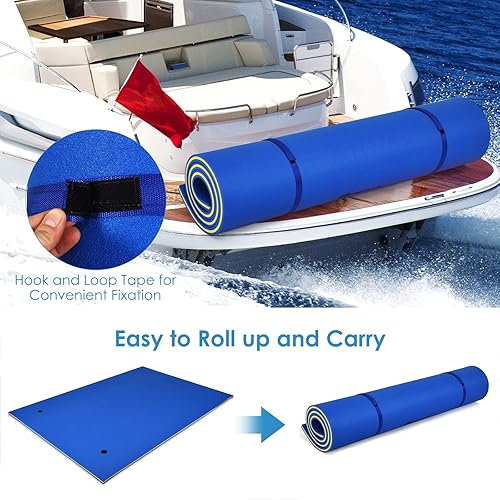 Miniatura 5 de GLACER 9 x 6 pies alfombra de agua flotante 3 capas espuma XPE resistente al desgarro almohadilla de agua flotante duradera para la recreación y