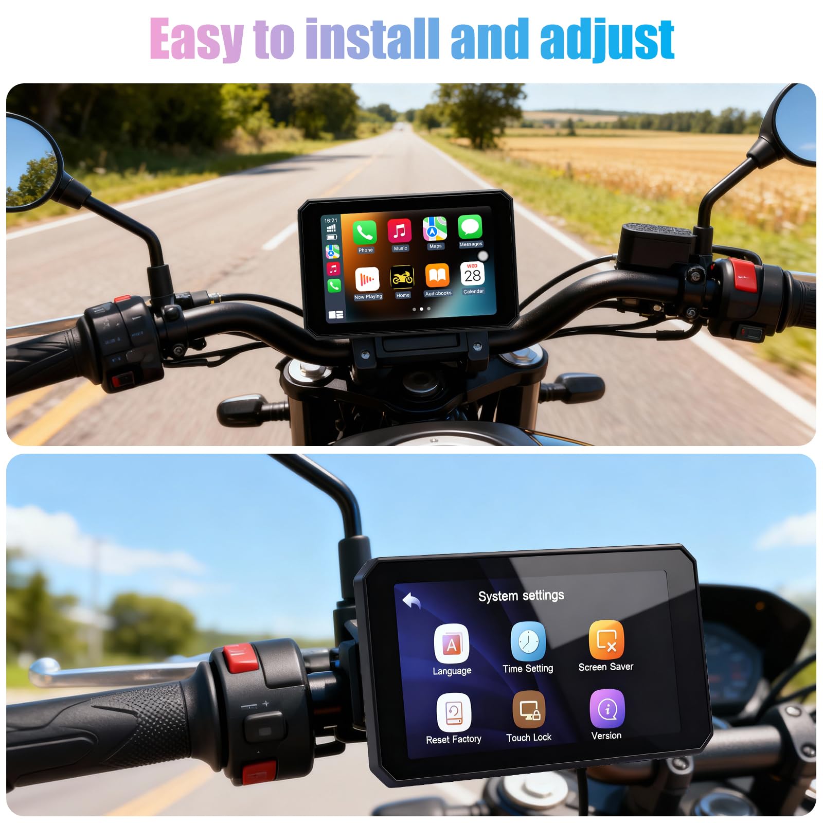 OBEST Carplay Android Auto Touchscreen IPS 5 pollici Impermeabile