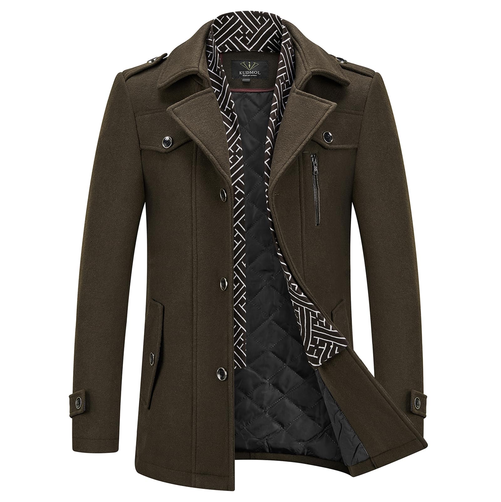 Abrigo para hombre de lana de invierno cálido para hombre, abrigo grueso para negocios, Slim Fit Overcoat, café, XXXL