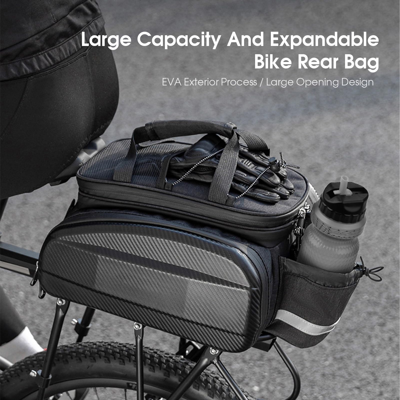 Borse da sella per bici Portapacchi posteriore Design esterno rigido Portaoggetti da viaggio di grande capacità Resistente Materiale in poliestere EVA per Mountain bike Avv (Nero 31L