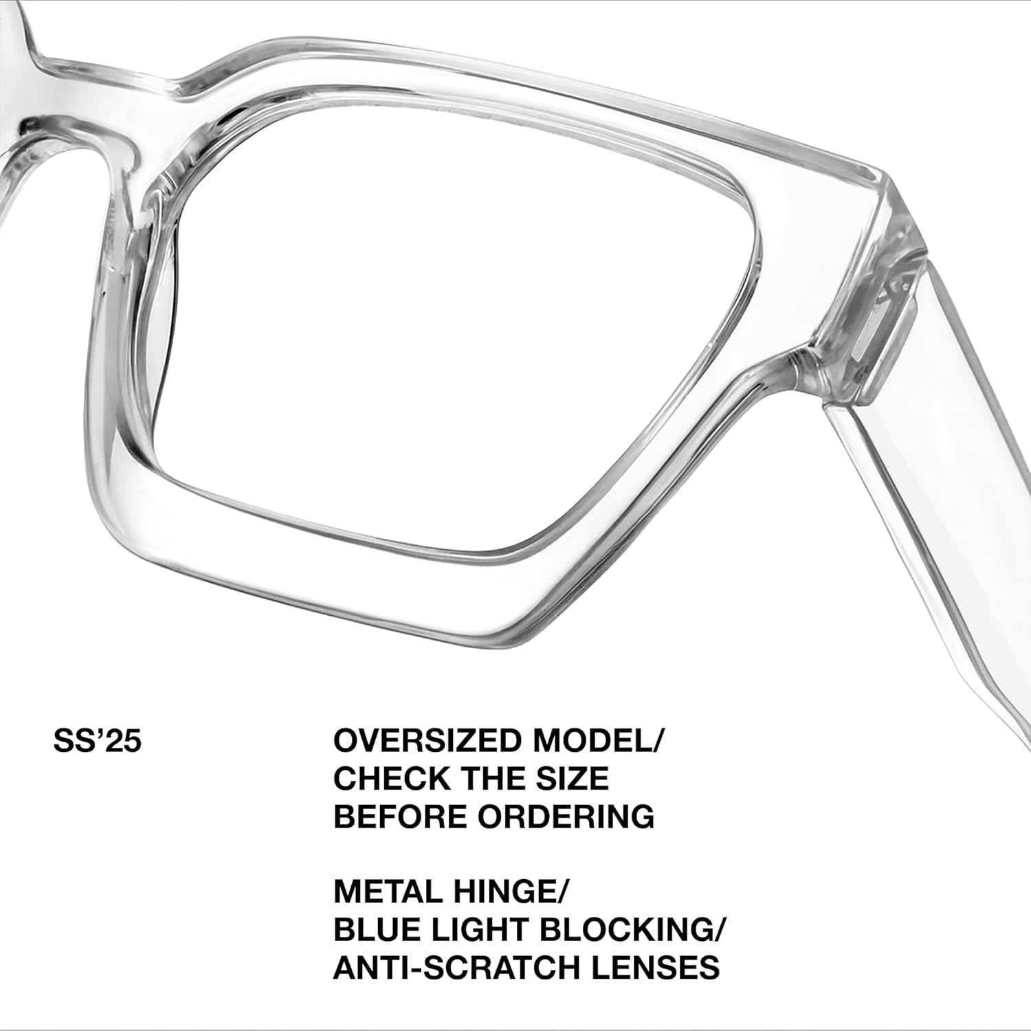 livho Oversized Eyewear Frame for Woman and Men - Rectangle Fashion Glasses for Computer, Chic Preppy Frame - Image 5