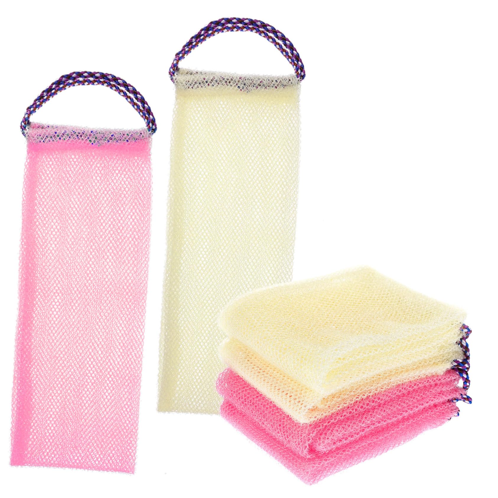 MUSISALY 4Pcs Exfoliating Back Scrubber Towels Long Bath Towels for Body Cleaning Soft and Lightweight Convenient for Storage for Smooth Skin Care