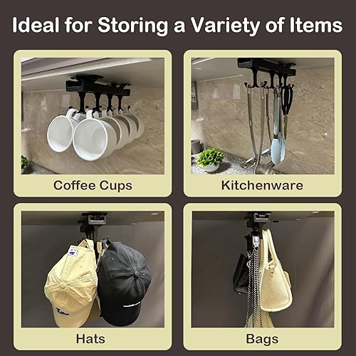 Miniatura 6 de XRMAO Soporte para tazas debajo del gabinete, soporte extraíble para taza de café, soporte colgante para taza de café para barra de café, estante