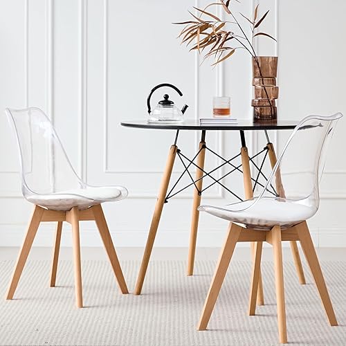 Miniatura 6 de Juego de mesa redonda de 5 piezas, sillas pequeñas de mesa de cocina de 31.5 pulgadas, juego de 4 muebles que ahorran espacio, asientos de plástico,