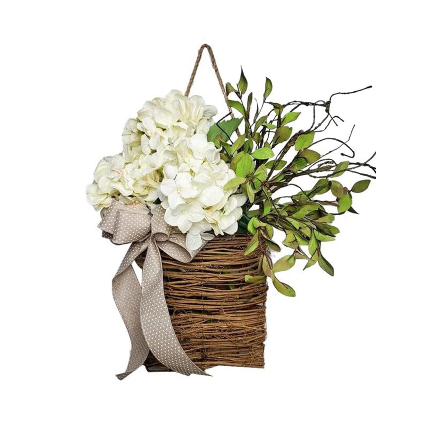 CTRLZS Spring Wildflower Door Hanging Basket Wreath Spring Welcome Sign Easter Day for Front Door, Home Decor