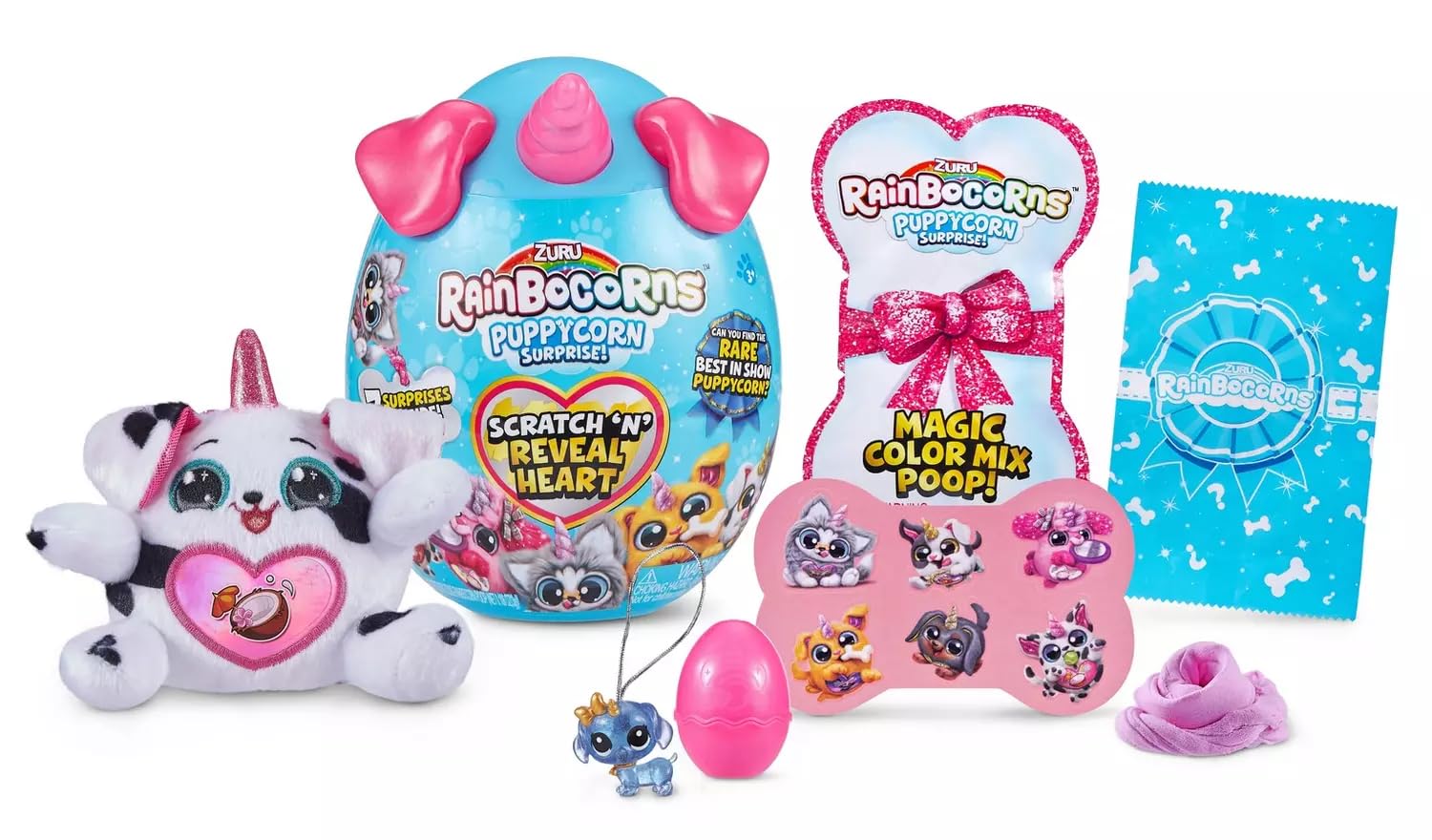 Rainbocorns Puppycorn Surprise Scratch N Reveal Hearts, Over 7 Surprise Inside to Collect 3+ Years (Pink)