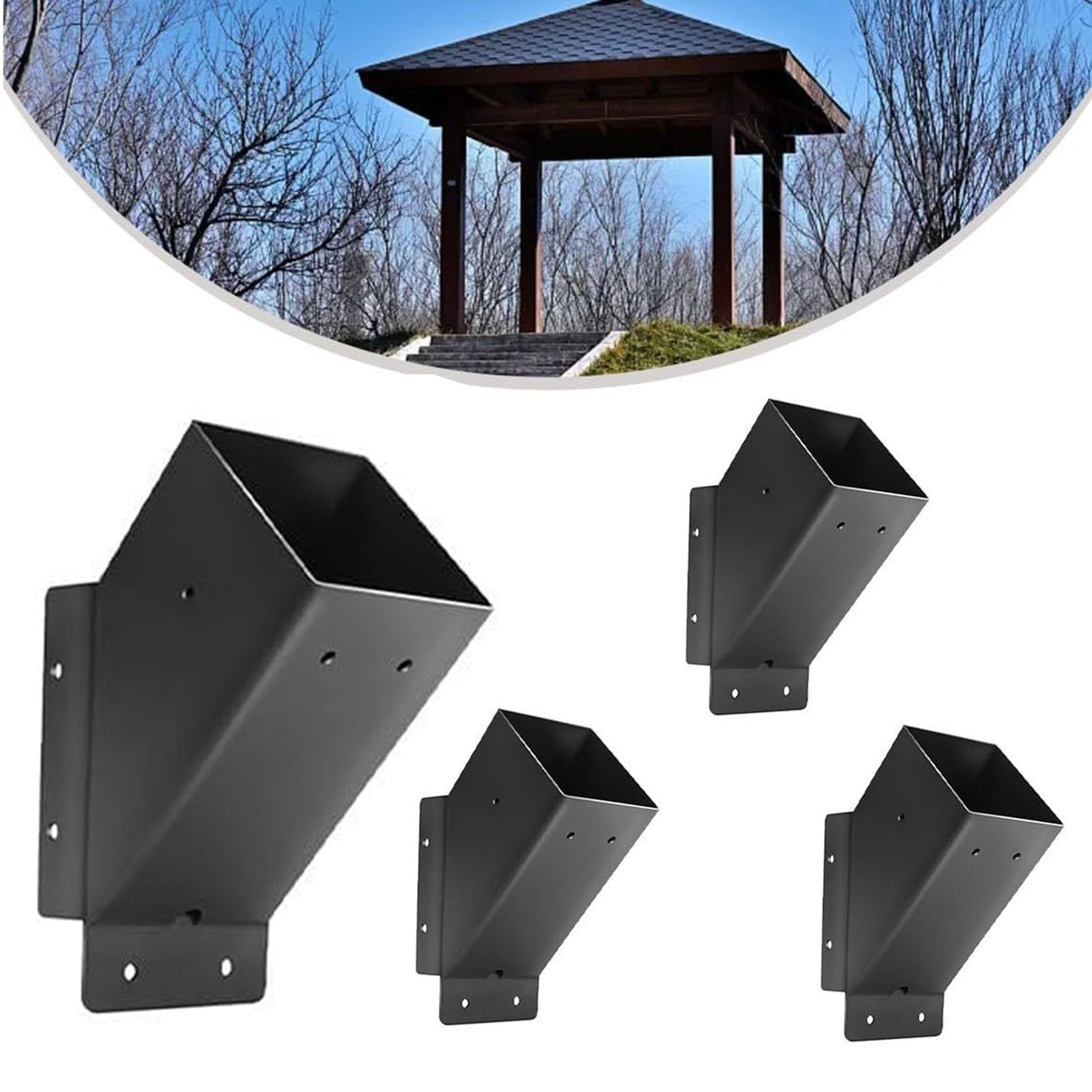 LQSYBHD 45 Degree Angle Brackets for Pergola Kits Heavy-Duty Metal Gazebo Brackets Angle Support Bracket for Universal DIY Pergola Bracket Kit with Lumber Compatibility(Size:4pcs)