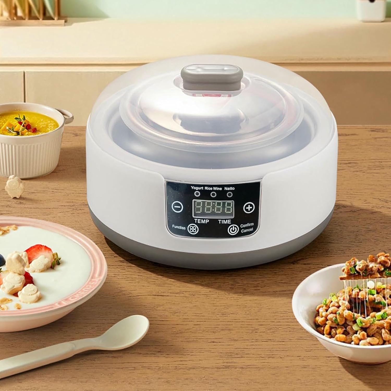 Probiotic Yogurt Maker Machine, 3 Modes 42h Timer, 1.2L Fully Automatic Yogurt Maker with 5 Cup Glass Jar, Constant Temperature Control