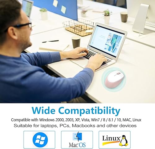Miniatura 7 de Wireless Mouse for Laptop, 2.4Ghz Cordless Mice, Silent Click, Auto Power Saving Optical Mouse with 3 Buttons, 1600 DPI, Works with Windows, Mac,