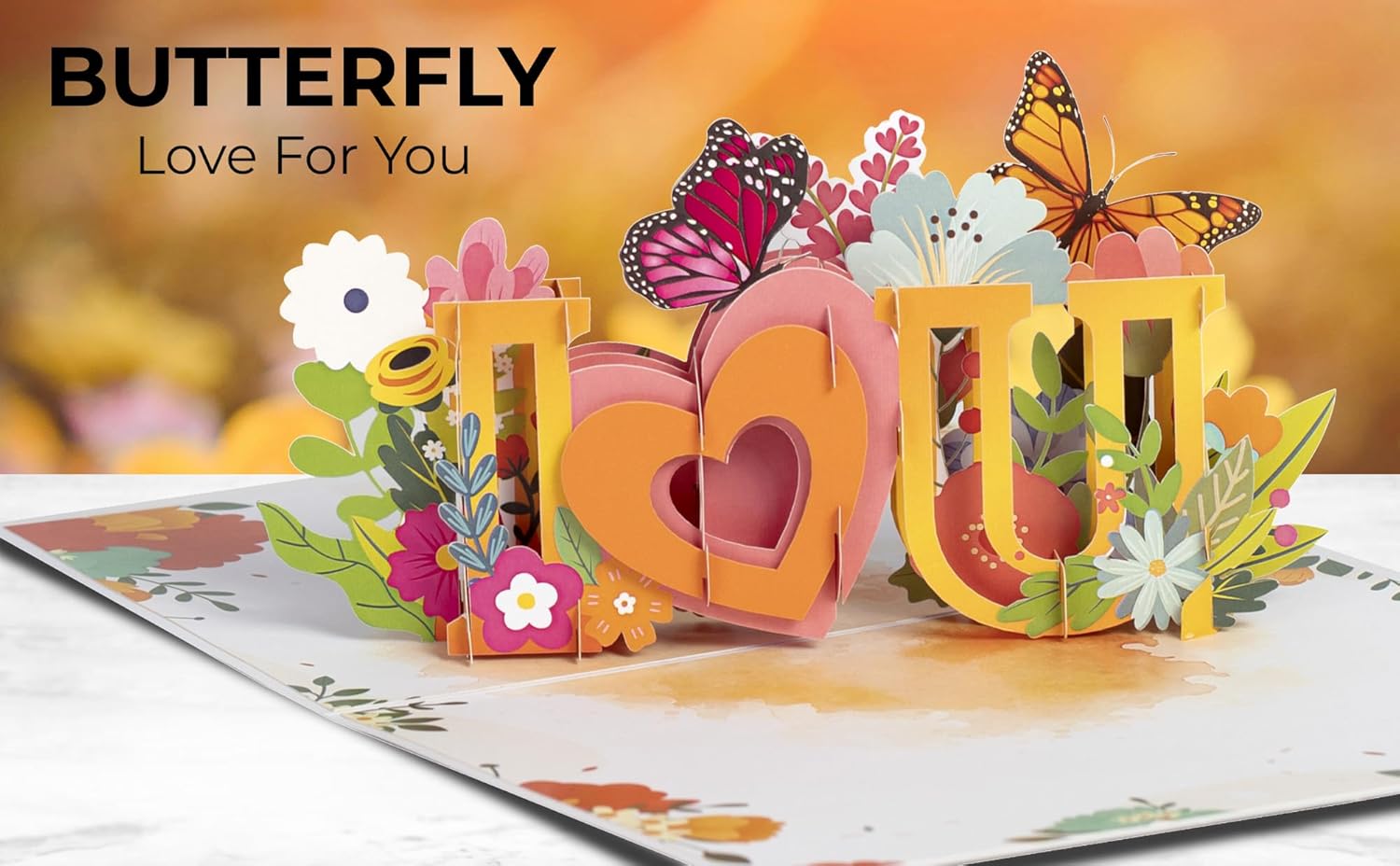 iGifts And Cards 3D I Love You Floral Butterfly Pop Up Card – Thinking of You Alternative to Flowers Gift – Romantic Anniversary Valentine’s Day Keepsake for Wife Girlfriend – 6 x 8 Inch - Image 6