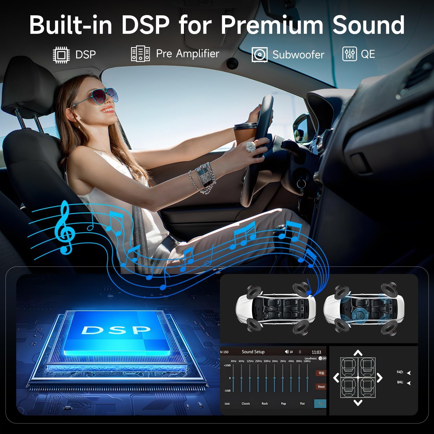 Single Din Car Stereo 6" Wireless CarPlay & Android Auto in-Cell Touchscreen,Bluetooth,FM/AM Car Radio,Mirror Link,SWC,EQ,USB&Type-C,GPS Navigation,Backup Camera