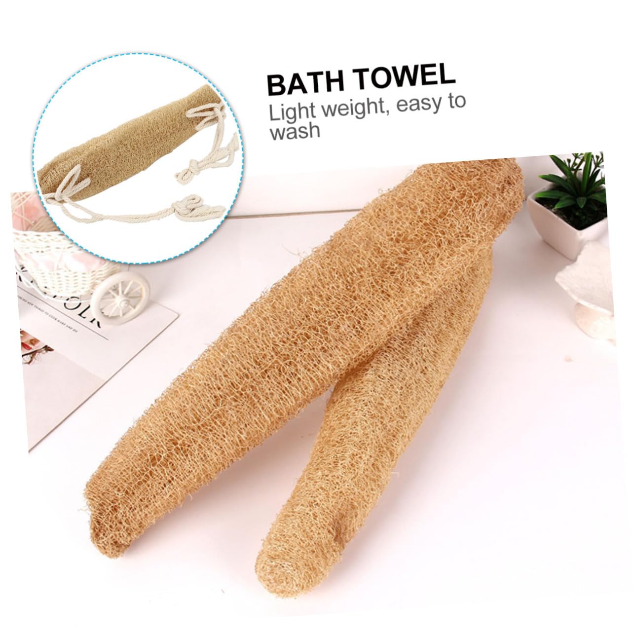 Luffa Spugna Beige Esfoliante, Fascia Lunga per Schiena