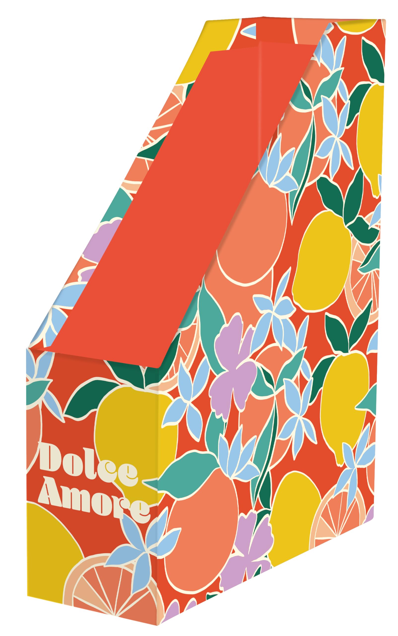 Clairefontaine - 116274C - A Cardboard Magazine Holder Citrus Colours Acidulated - 25x10x32,5cm - Home Office - Satin Paper Finish - Dolce Amore Collection