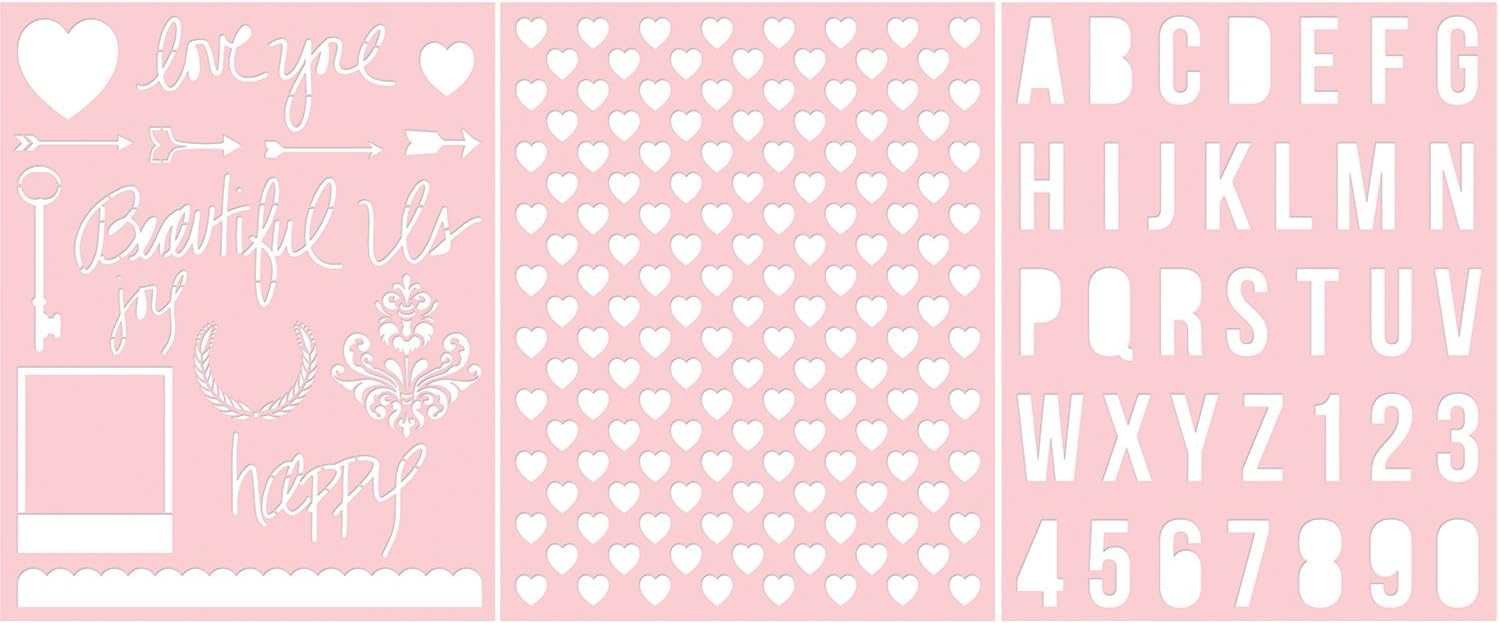 Teresa Collins Basically Essential Stencils, 8 by 10Inch, Love You and Beautiful Us