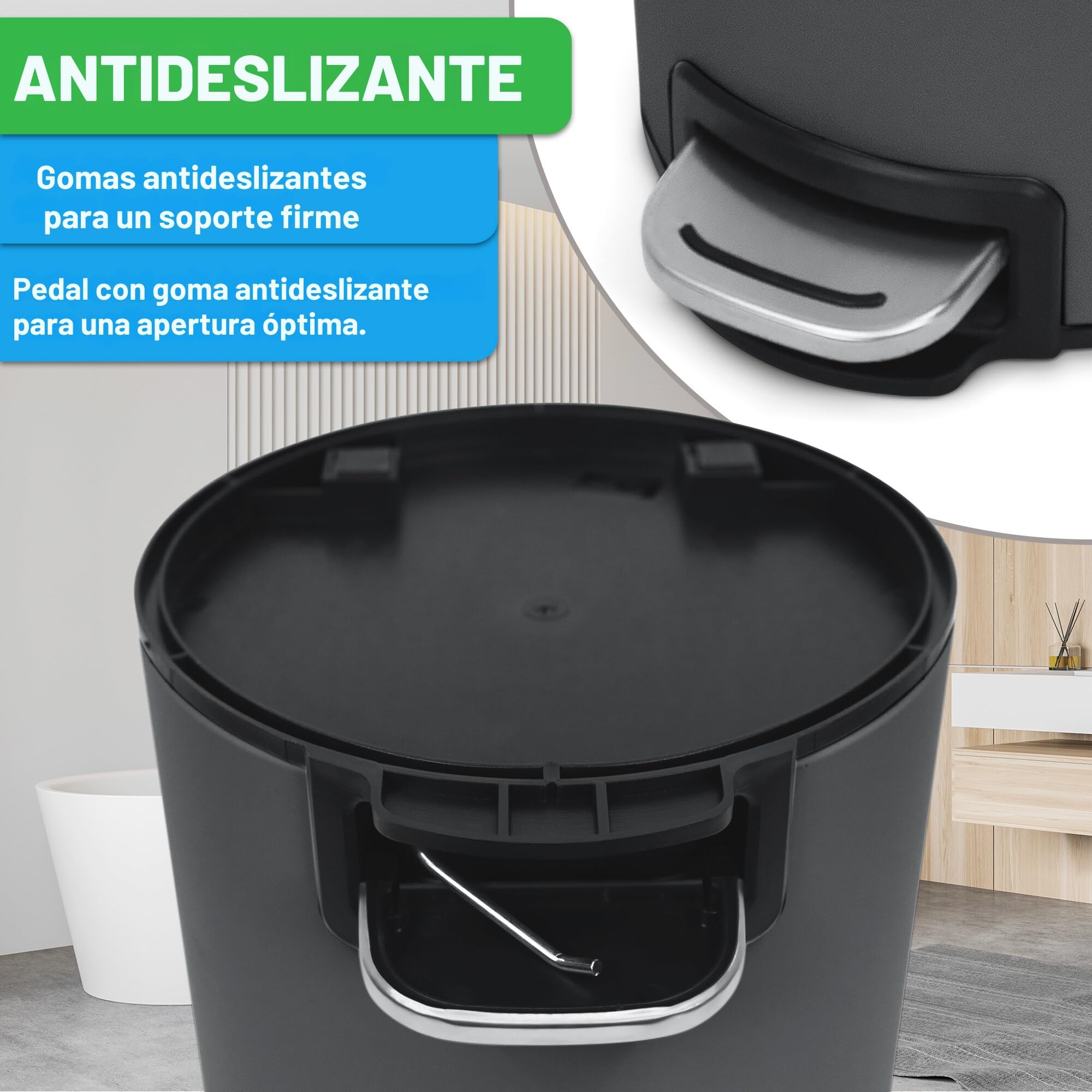 YourCasa® Cubo de Basura para Baño [5L] - Diseño Elegante Con Tapa y Cierre Suave - Interior Extraíble (Antracita)