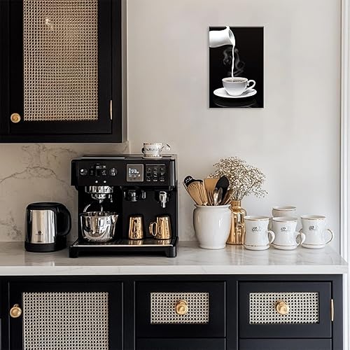 Miniatura 2 de Lienzo decorativo para pared de cocina, imagen en blanco y negro, decoración del hogar, póster de lienzo estético moderno para cafetería, bar,