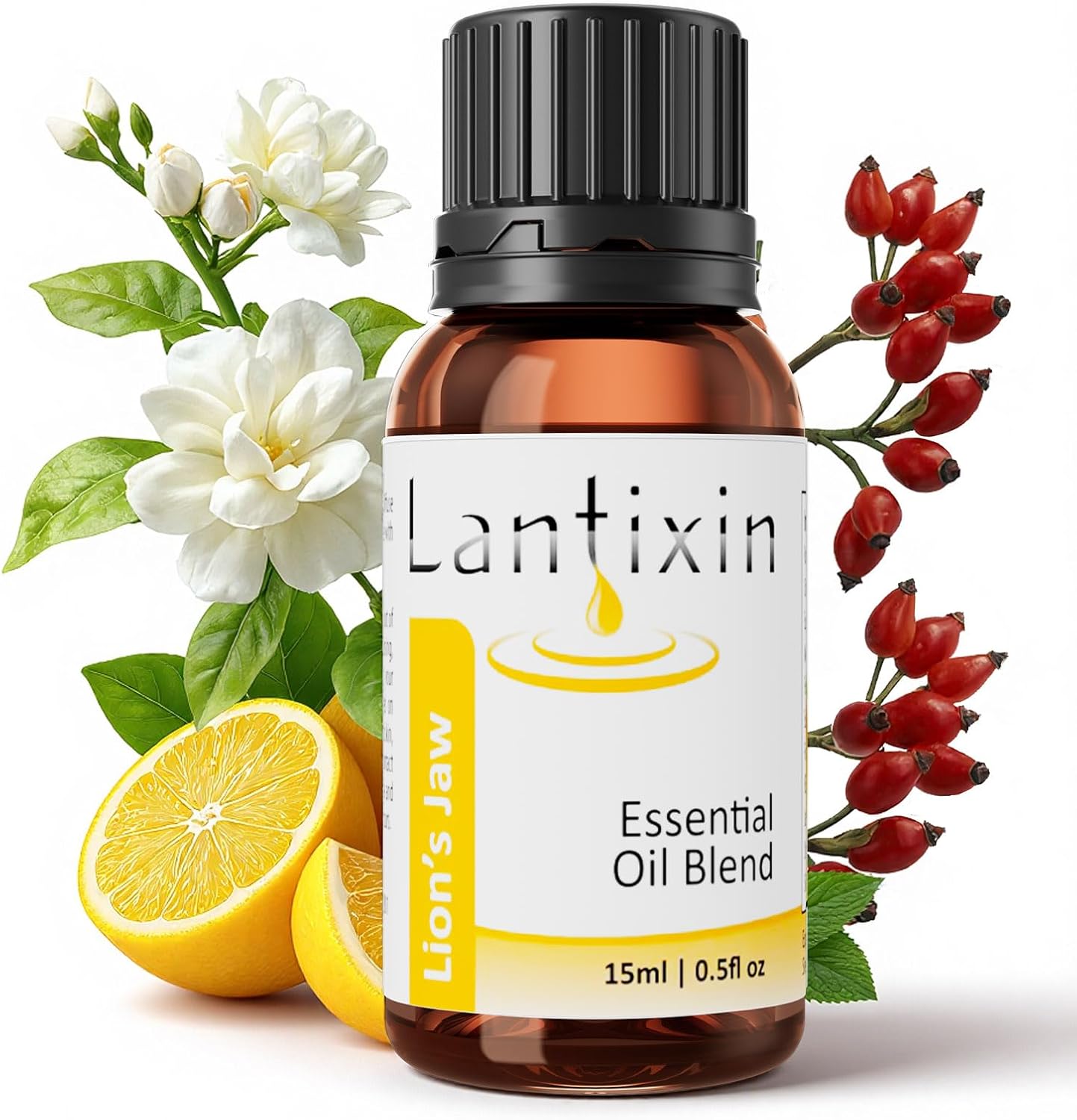 Lantixin Relaxing Essential Oil Blend – Clove, Fennel & Jasmine in Natural Base – Aromatherapy Scent for Diffuser, Sleep, Spa – for Humidifiers, Home, Hotel – 0.5 Fl Oz (Lion's Jaw Fresh)