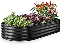 Vista 24 de Plant & Plot Camas de jardín elevadas galvanizadas para exteriores/ Jardinera elevada de 6 x 3 x 1 pie para jardinería, verduras, flores, caja