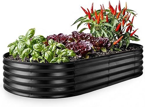 Vista 16 de Plant & Plot Camas de jardín elevadas galvanizadas para exteriores/ Jardinera elevada de 6 x 3 x 1 pie para jardinería, verduras, flores, caja