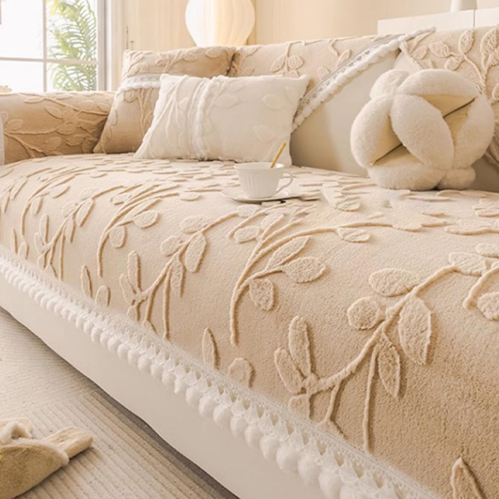 Housse de canapé en peluche lapin antidérapante tapis de protection lavable