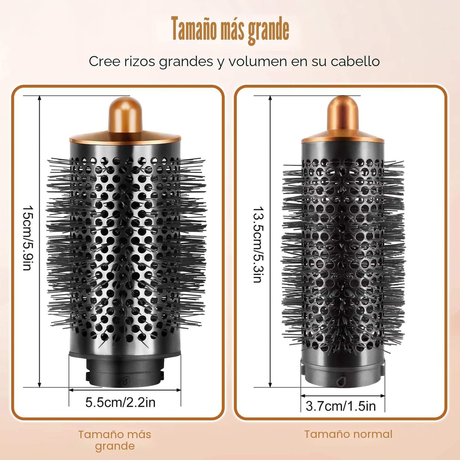 Cepillo redondo voluminizador mejorado para Dyson para accesorios Airwrap, cepillo voluminizador para pelo liso, dorado