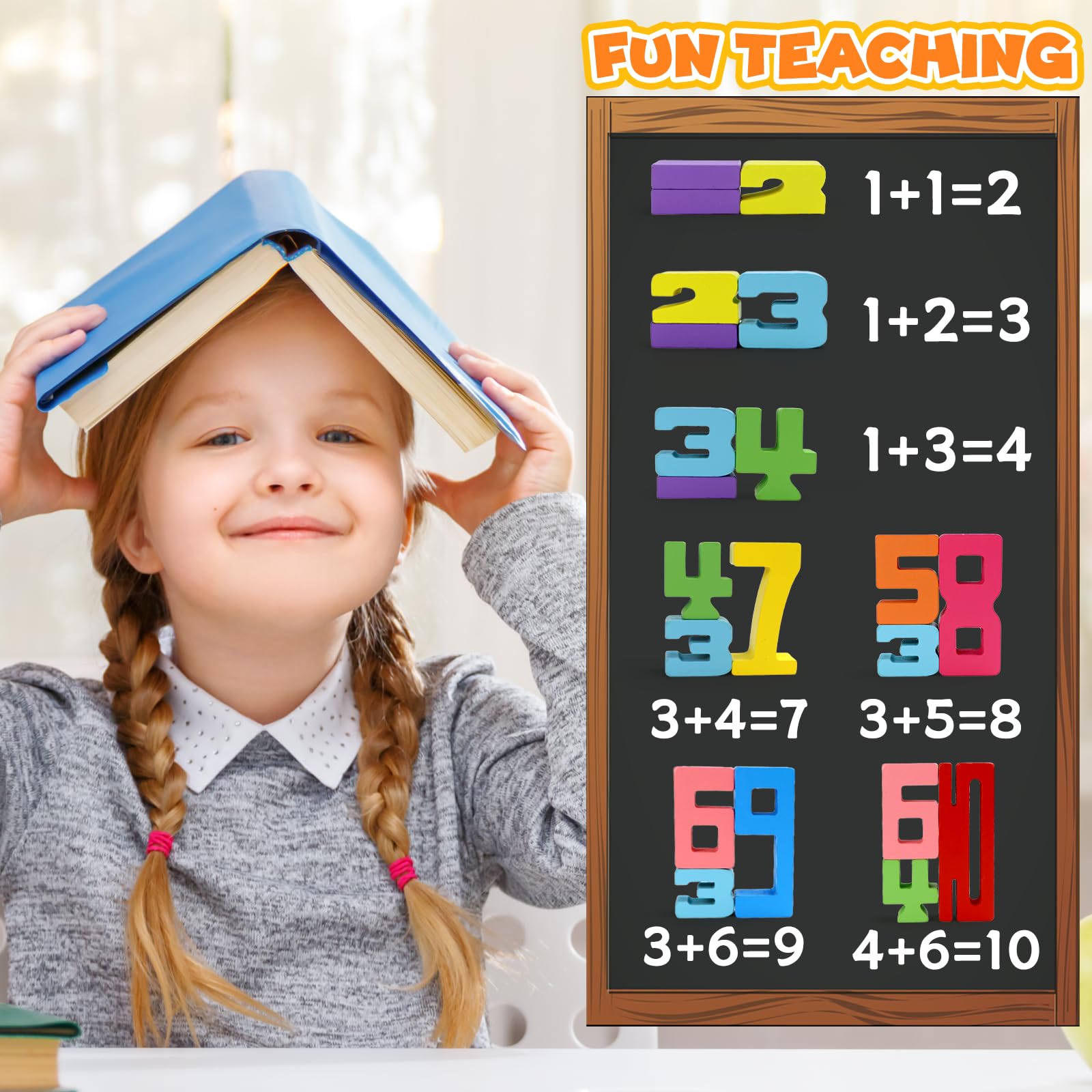20 Blocchi Numerici In Legno Con Flashcard – Giocattolo Montessori Impilabile Per Bambini 3+ Anni – Numeri Da 1 A 10 - 4