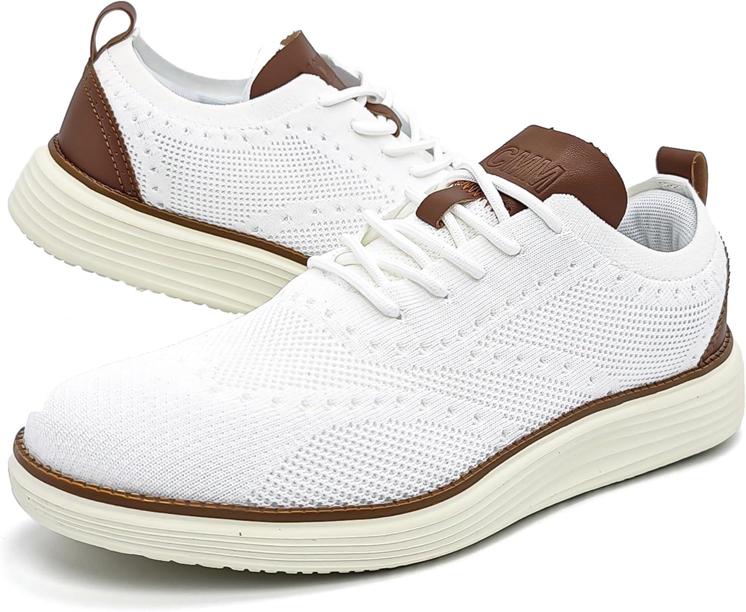 YCMM Mens Casual Dress Shoes Comfortable Breathable Mesh Oxford Business Office Walking Lightweight Tennis Sneakers White Size 9 - Image 2