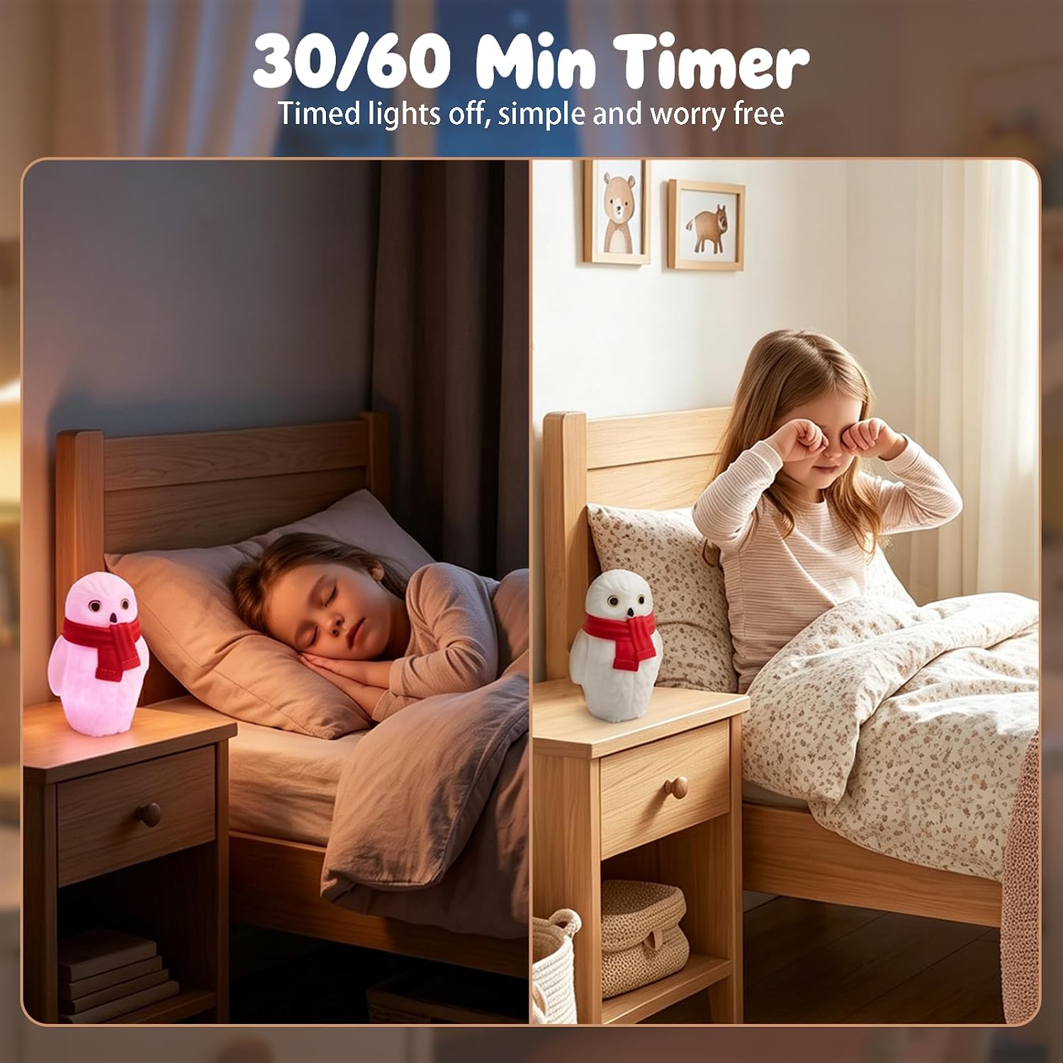 Silicone Night Light, Cute Scarf Owl Table Light, Squishy Bedside Lamp image 3
