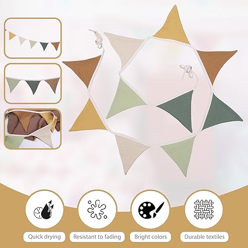 Miniatura 3 de Banderines de banderín, decoración de habitación de bebés y niños pequeños, para decoración de guardería, cumpleaños de bebé, bohemio, boda, fiesta,