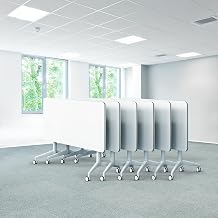 Conference Room Table White Meeting Seminar Table Business Style Folding Training Flip Top Table for Office Conference,Metal Frame with Wheels 6, White