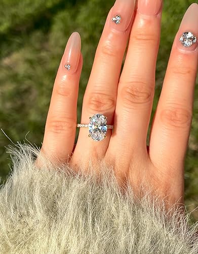 Miniatura 6 de RURULUYA 3.5CT Oval Cut Engagement Rings for Women,Simulated Diamond Ring,925 Sterling Silver 18K YellowWhite Gold Plated Promise Ring