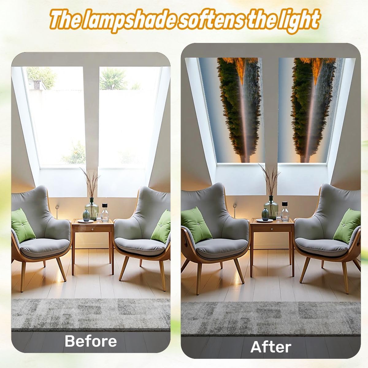 Fluorescent Light Covers for Ceiling Lights Morning Lake Fog Autumn Colors Easy to Install Magnetic Light Filter for Classroom Office Hospitals School Home Decor