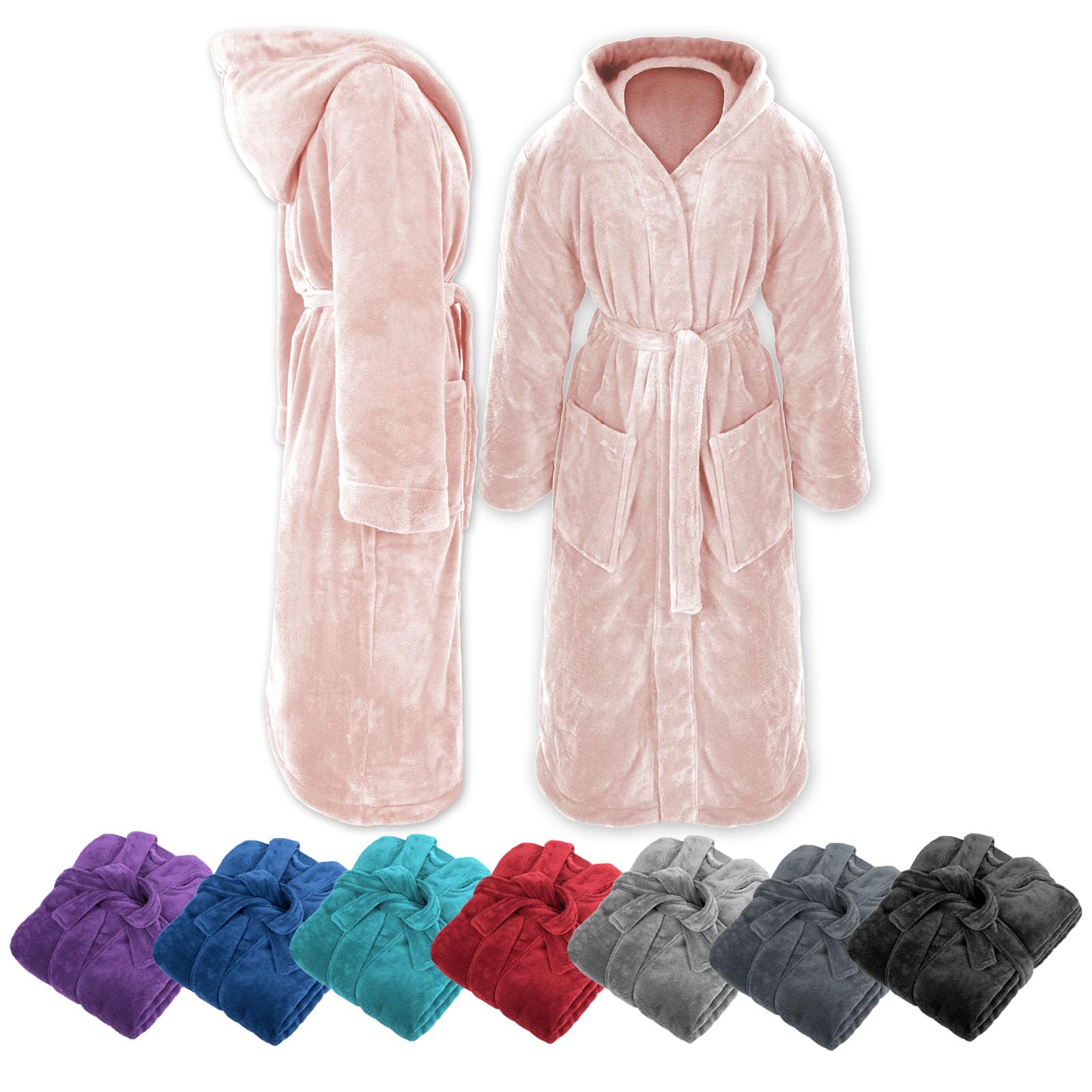 Image secondaire de Peignoir de Bain à Capuche en Polaire Douce Gräfenstayn - Rose - Tailles S à XXXL