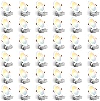 Amico 36-Pack 6 Inch 5CCT Selectable Ultra-Thin LED Recessed Lights, Dimmable Canless Downlights with J-Box, 1050LM 12W Eqv 110W, ETL Listed