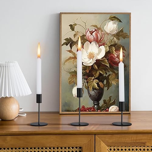 Miniatura 3 de 6 portavelas negros de metal para candelabros altos para decoración del hogar, boda, cena, fiesta de Halloween, se adapta a velas de 34 pulgadas de