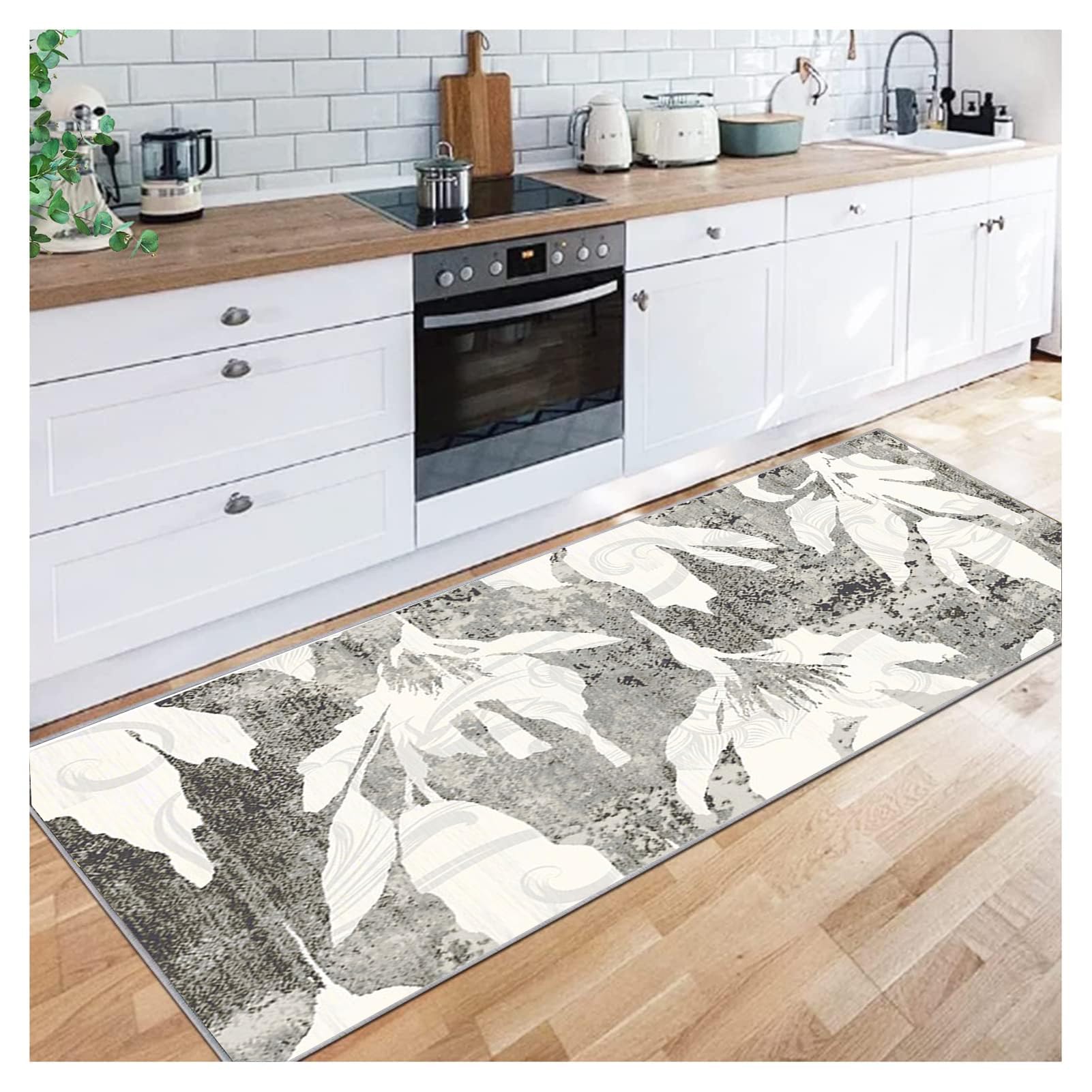 Tappeto Cucina Grigio bianco Antiscivolo Tappeto Corridoio Passatoia Antiscivolo Lavabile Tappeto Durevole Tappeti Runner Lungo Moderno Tappeto 70x250cm Per Cucina,Camera,Soggiorno Ingresso