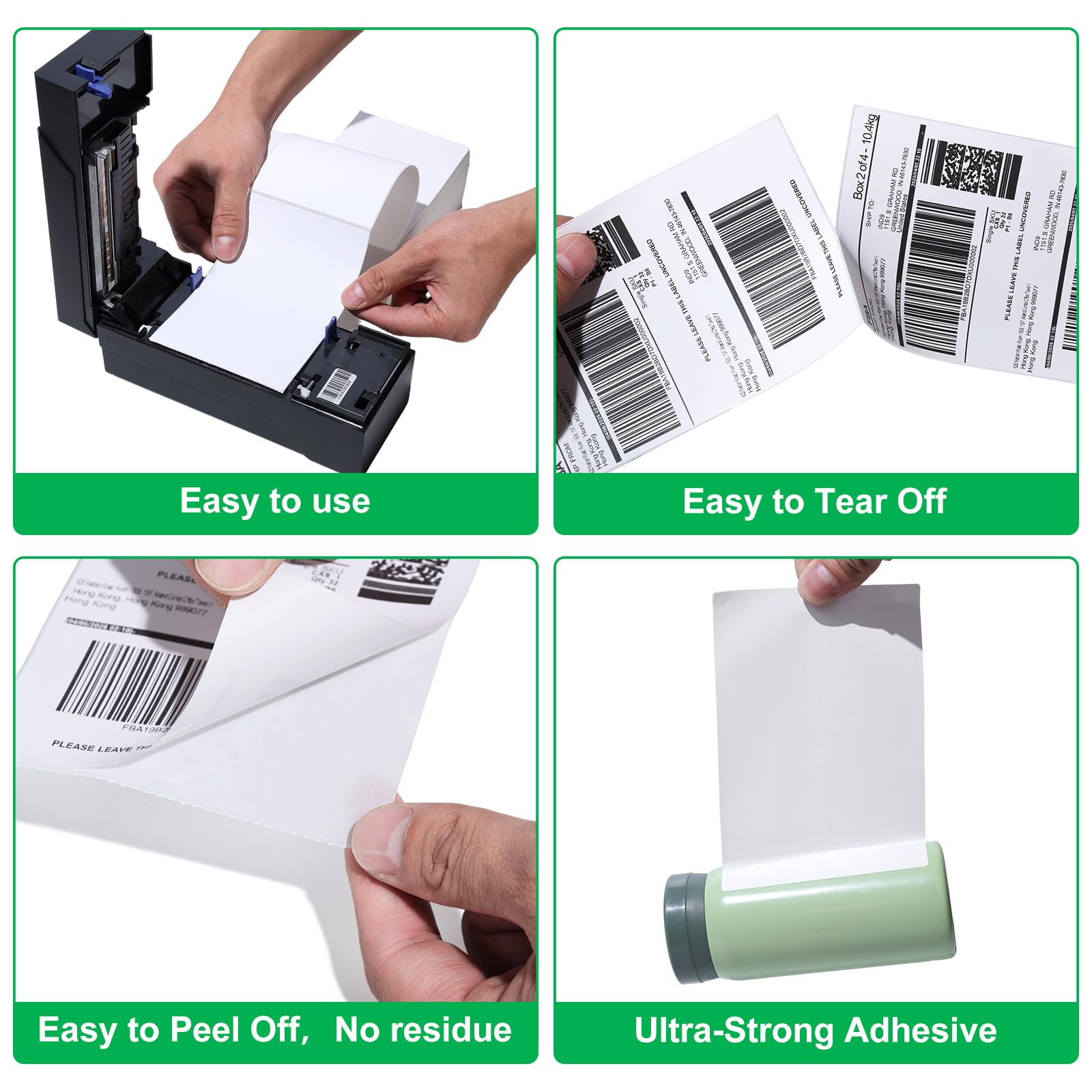 10,2 x 15,2 cm Versandetikettenpapier, direktes Thermoetikett, selbstklebend & wasserdicht, kompatibel mit Zebra, Rollo, Dymo 4XL, Amazon FBA Versandetiketten für kleine Unternehmen (240)