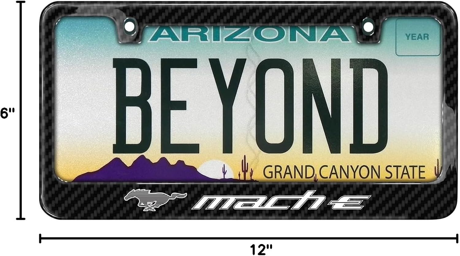 iPick Image Compatible with Ford Mustang Mach-E Black Real Carbon Fiber License Plate Frame