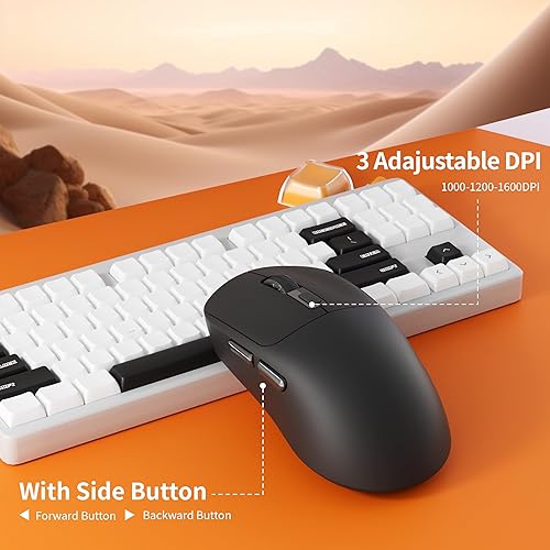 Miniatura 6 de Uiosmuph G01 - Mouse inalámbrico, mouse ergonómico recargable USB C, óptico de 2.4 GHz con receptor USB y adaptador tipo C para laptop, PC, Mac,