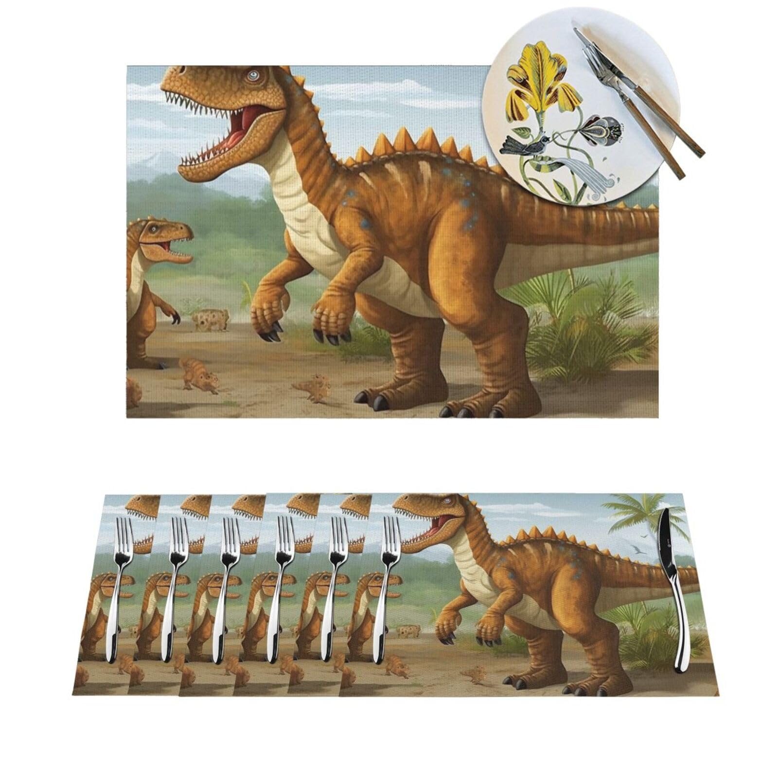 Sets de table antidérapants PVC motif dinosaure pour dîner fete