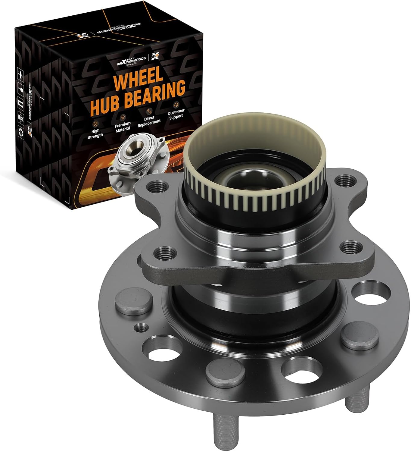 maXpeedingrods 512437 Rear Wheel Bearing Hubs for Hyundai Azera 2011-2017, for Sonata 2010-2014, for Kia Optima Rondo Cadenza Sportage 2011-2016 Integral Sensor, 4-Bolt Square