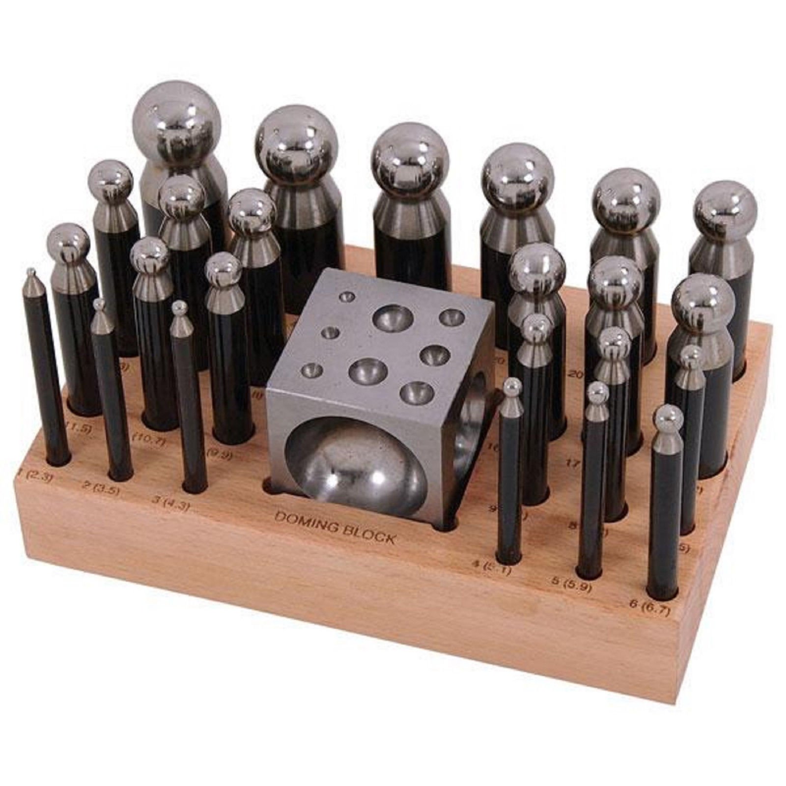 Set da 24 imbottitori acciaio + bottoniera cubica