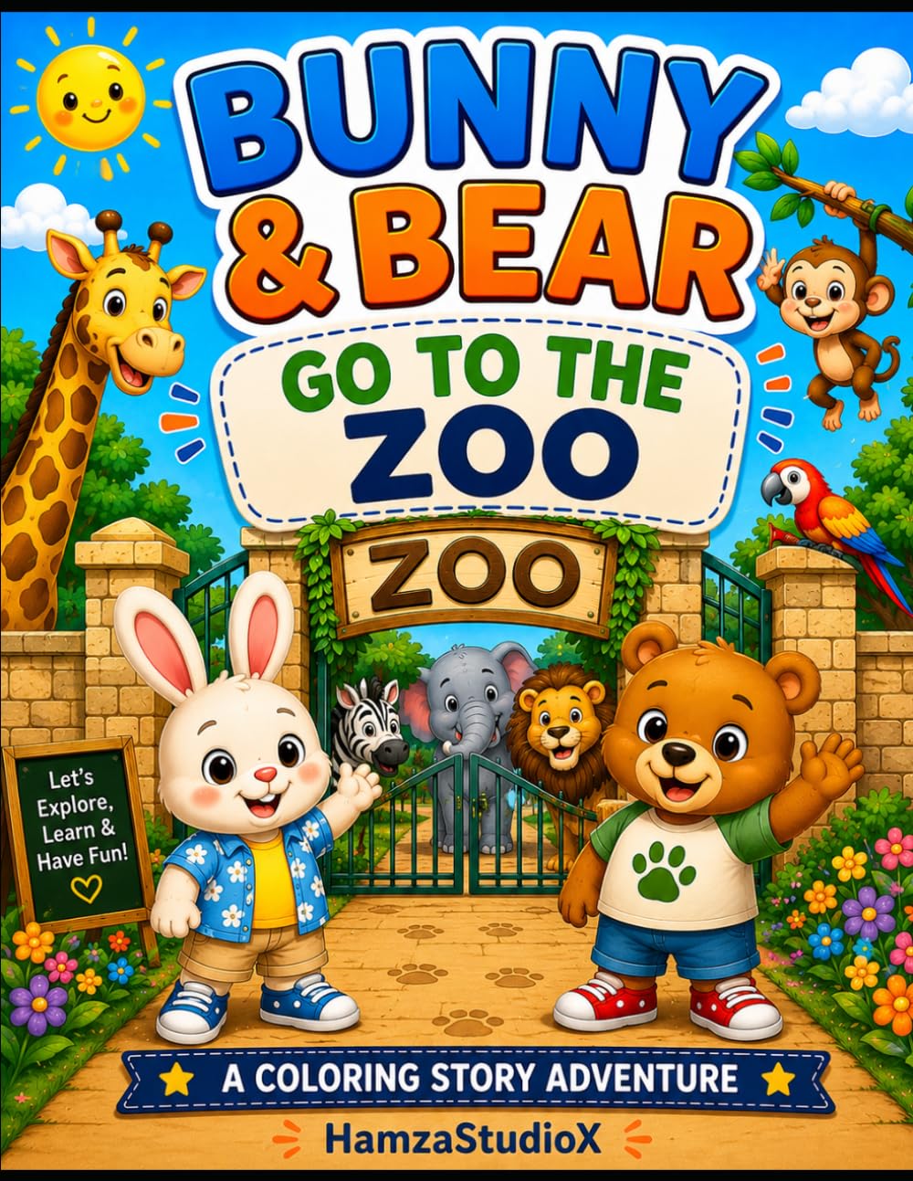 Bunny & Bear Go To The Zoo: A Fun Coloring Story About Zoo Animals, Friendship, and Adventure (Bunny & Bear Adventures)