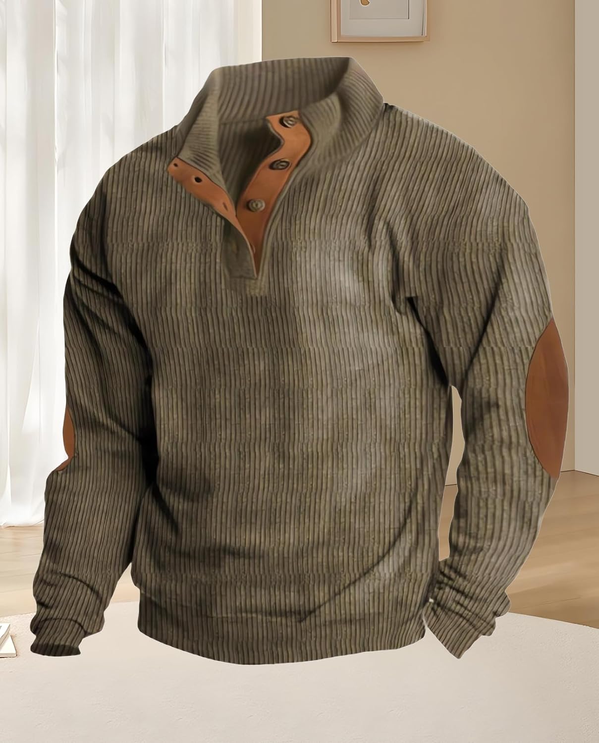 Western Sweatshirts for Men Aztec Retro Pullover Quarter Zip Sweatshirt Mens Stitching Color Fleece Sweatshirt - Image 5