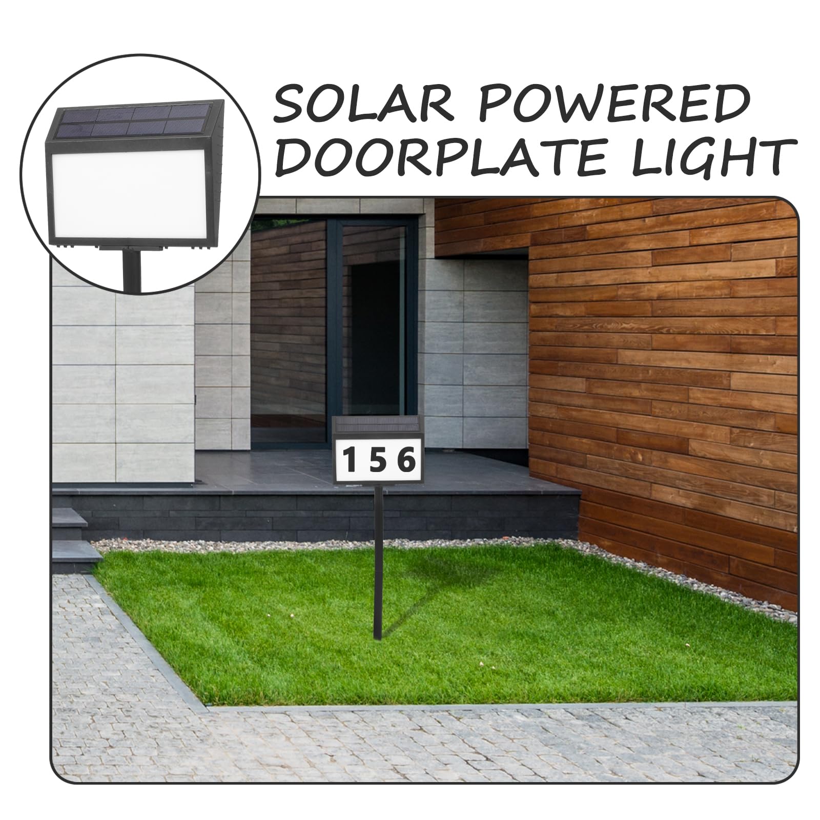 UKCOCO 1set Lampada Led Solare Per Numero Civico Targhetta Indirizzo Resistente Agli Agenti Atmosferici Con Sensore Di Luce Per Esterni Design Inossidabile Facile Da Installare Senza