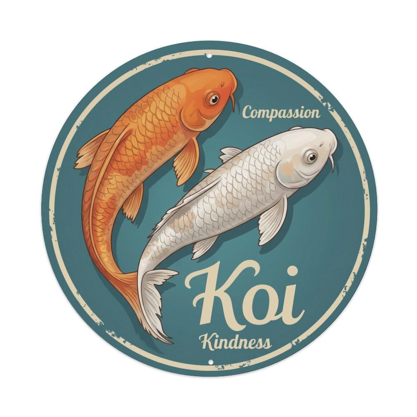 Koi Fish Compassion Kindness Waters Gentle Care Empathy Tender Metal Tin Sign