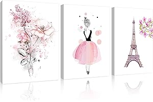 Cute Pink Paris Wall Art for Girls' Bedrooms