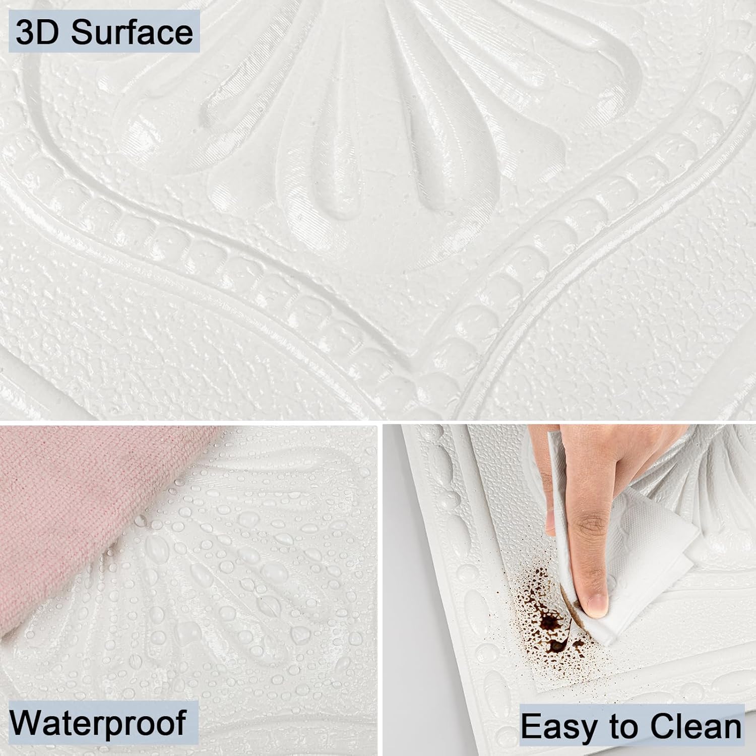 Ceiling Tiles, Ceiling Tiles Peel and Stick Foam, 16 Pcs, Covered 21 Sq.Ft, 3D Wall Panels Peel and Stick, Easy to Install and Cut for Ceiling and Interior Wall Decor, Plain White（13.8 x 13.8 inch）