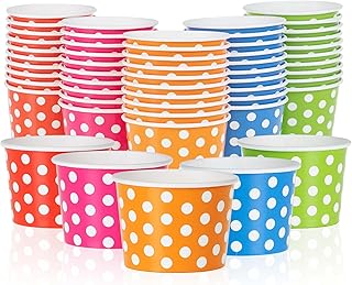 MATICAN Paper Ice Cream Cups - 50-Count 4-Oz Disposable Dessert Bowls fo...